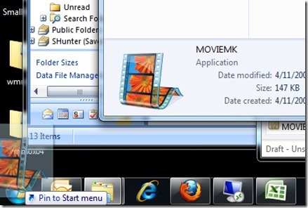 Left-click the "moviemk.exe" file and drag it to your Start button